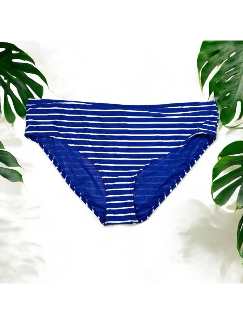 Sea Level Swim Bikini Bottom Chamarel Cobalt Blue Striped Swimsuit Size 16 NWT